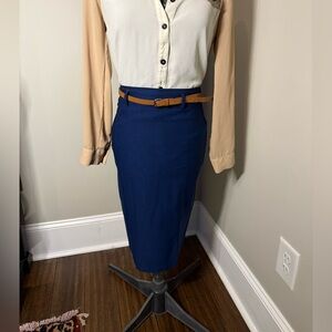 Kate kasin - Elegant Blue Pencil Skirt - S